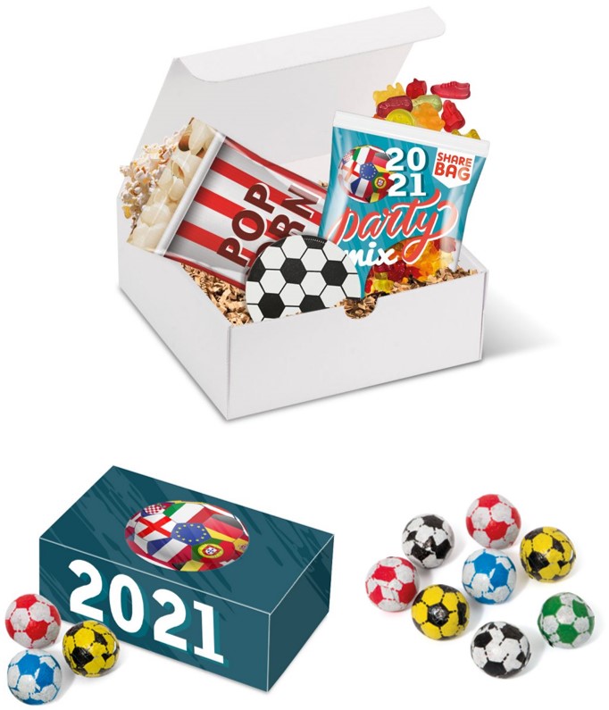 Mini Choc Footballs and Square Gift Box