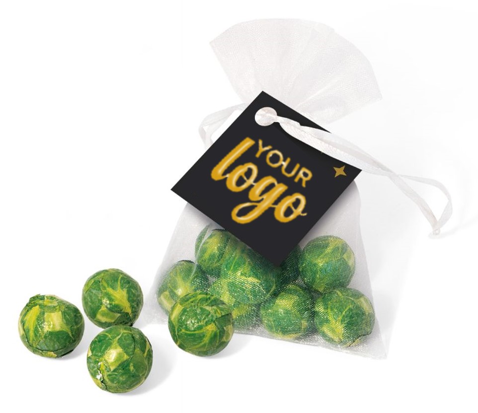 Chocolate Sprouts in Organza Bag