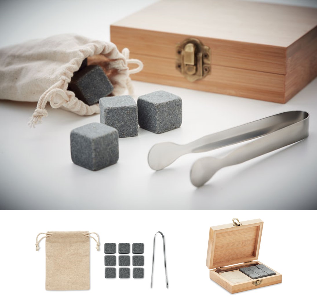 Whisky Stone Set in Bamboo Presentation Box
