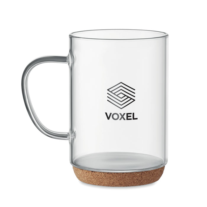 Borosilicate glass mug with cork base