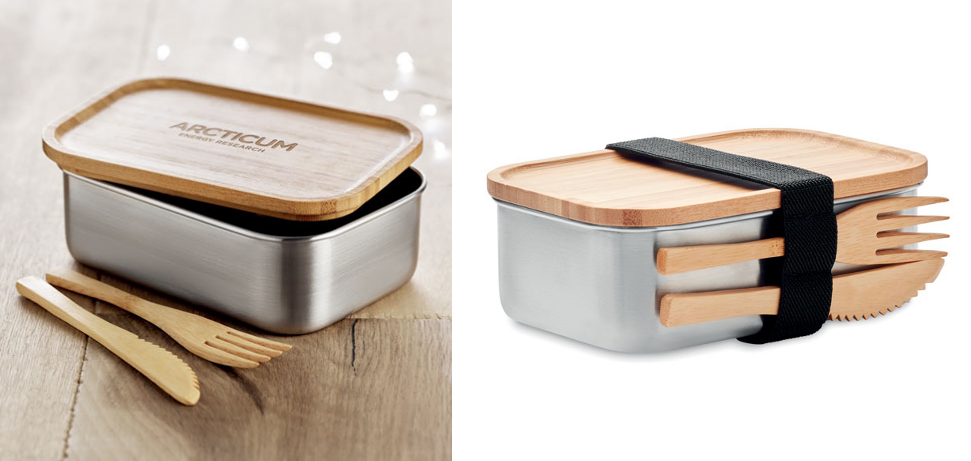 Lunchbox with Bamboo Lid and Cutlery